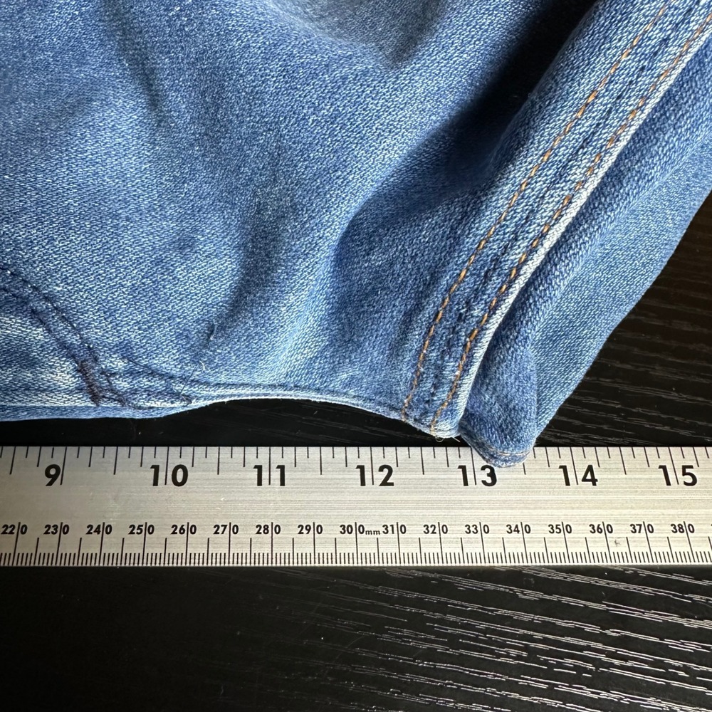 Vtg Wrangler Western 912DEN Denim Cut Off Shorts Blue Made in USA 35 - Picture 9 of 10